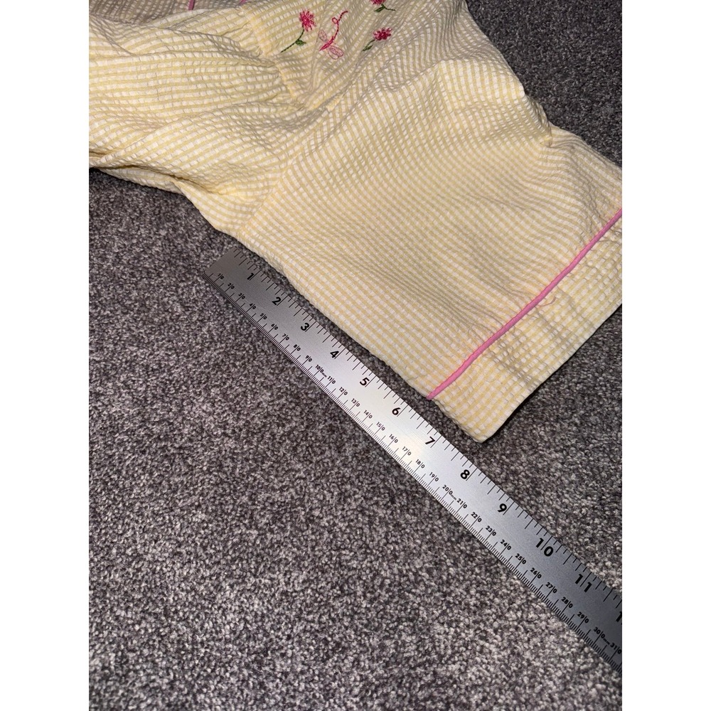 Secret Treasures Women's Yellow Seersucker Embroidered Floral Nightgown - Medium - Picture 9 of 12